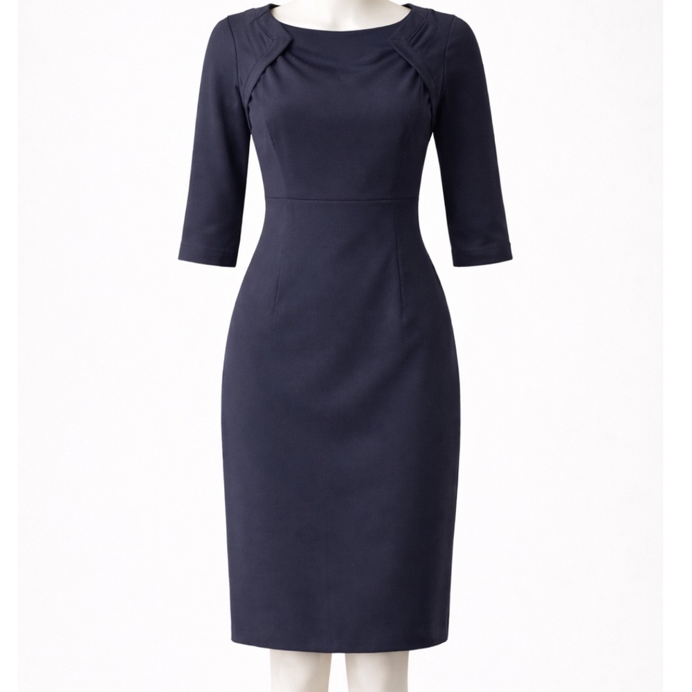 Elie Tahari Navy Long Sleeve Dress